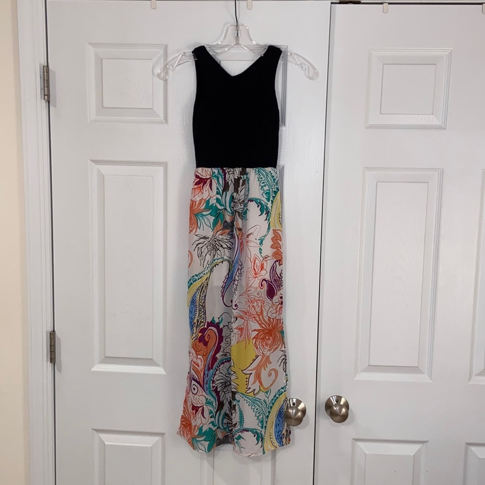 Aqua black and floral dress